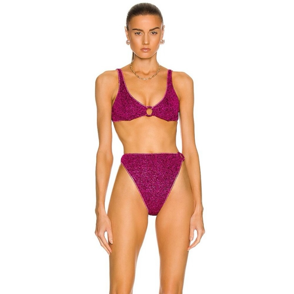 Oseree Fuschia Lumiere 90's Sporty High Waisted Bikini Bottoms